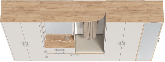 Прихожая Домино 6, дуб крафт золотой/кашемир серый