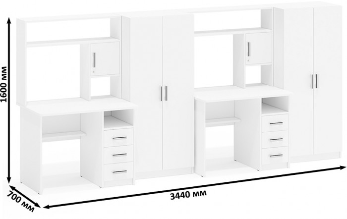 С-МД-СК9 Компоновка № 08, белый шагрень