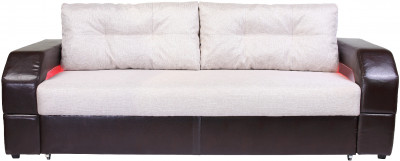 Диван-еврокнижка Манчестер 160х200, с подсветкой, велюр/экокожа бежевая/коричневая