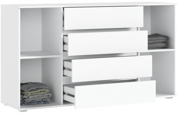 Марвэл Комод 2 двери 4 ящика ш.1600, Белый/Браш белый