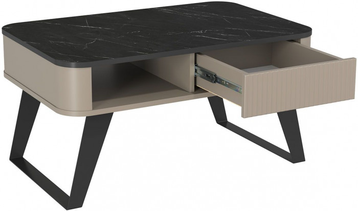 Фиделия стол журнальный 76.10 серый камень / мрамор черный