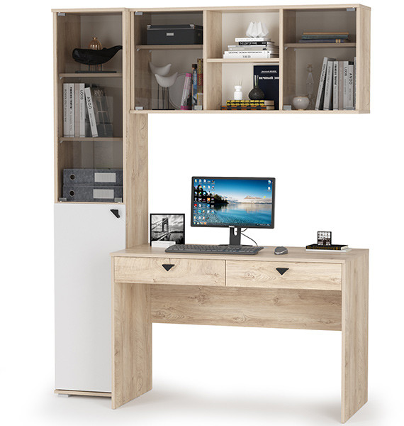 КР100 Бостон № 23, цвет дуб эндгрейн элегантный/фасады МДФ милк рикамо софт, 13.155+12.69+10.51, ШхГхВ 153,8х57,2х194,4 см., универсальная сборка