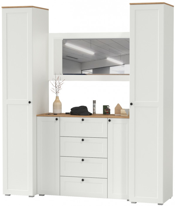 Остин Прихожая 32, белый шагрень/дуб крафт золотой