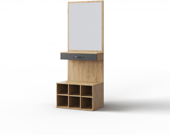 Тумба с ящиком и зеркалом "Элана" - Дуб наварра/Черный шагрень