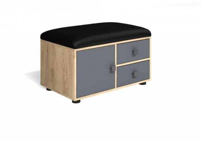 Тумба Мини-Лайт МЛ-5 дуб крафт/графит/черный к/з