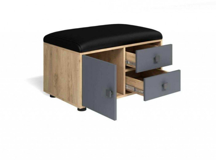 Тумба Мини-Лайт МЛ-5 дуб крафт/графит/черный к/з