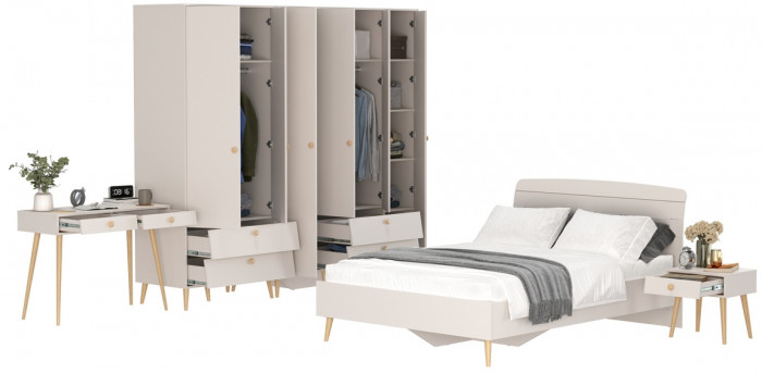 Афина Спальня 40-1400, цвет кашемир серый, сп.м. 1400х2000 мм., б/м, основание есть - фанера