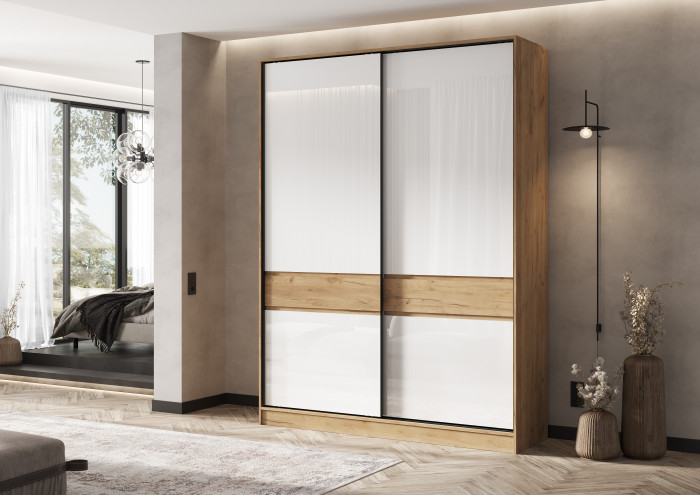 Роджина Шкаф-купе 1800 дуб крафт/белый глянец