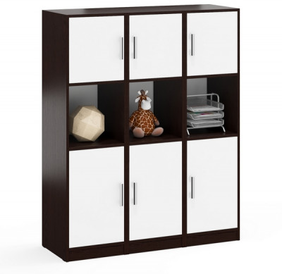 Три Пенала С-МД-СК9П к компьютерному столу С-МД-СК9, цвет венге/белый шагрень, ШхГхВ 129х45х160 см., универсальная сборка