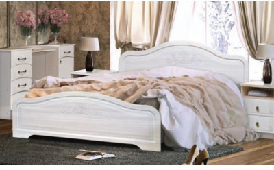 Кэт-6 бодега/сандал Кровать 160 с настилом (Бодега белая / Сандал)