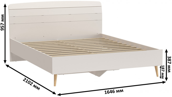 Афина Спальня Кровать 1600 + Комод, кашемир серый