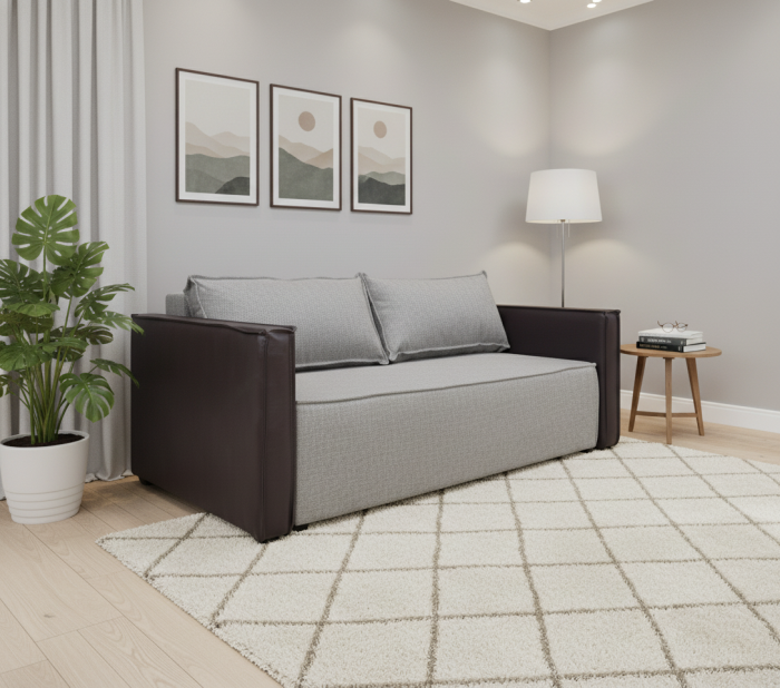 Диван-аккордеон Барон 160х200, рогожка, серый