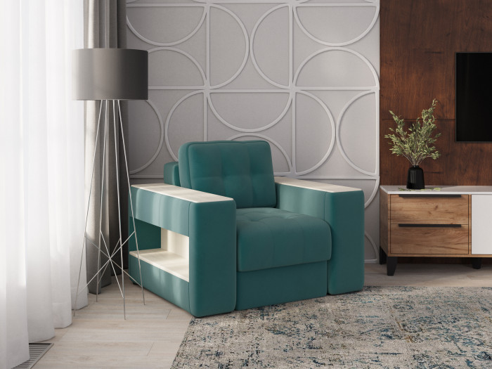 Кресло Доро, Бирюза/Клен кремовый МДФ