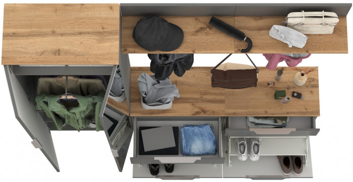 Октава Прихожая 32, серый графит/дуб крафт золотой/фасады МДФ серый графит