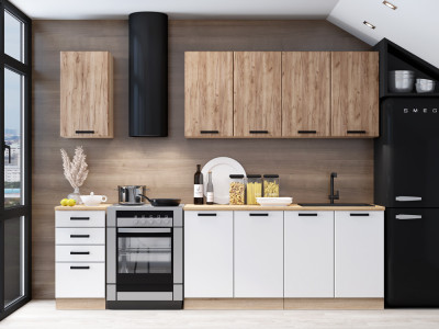 Кухонный гарнитур Настя 2,0м, Дуб крафт табачный/Белый софтач