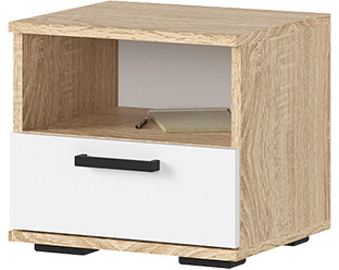 САНСА ТБ-01 Тумба прикроватная Фасад БЕЛЫЙ/Корпус ДУБ СОНОМА