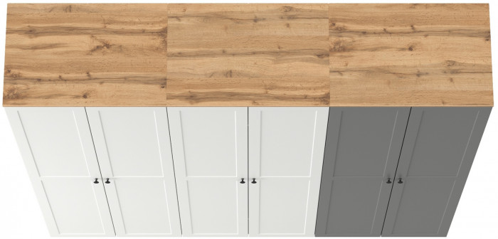 Остин 13.224 Шкаф 3 шт., белый шагрень/серый графит/дуб крафт золотой