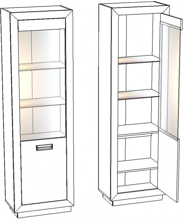 Шкаф-витрина (правое исп.) "Эстель" - Сосна шале/Бетон спаркс