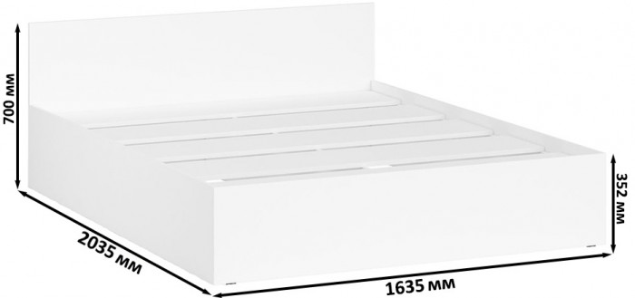 Мори Кровать 1600, цвет белый, ШхГхВ 163,5х203,5х70 см., сп.м. 1600х2000 мм., без матраса, основание есть
