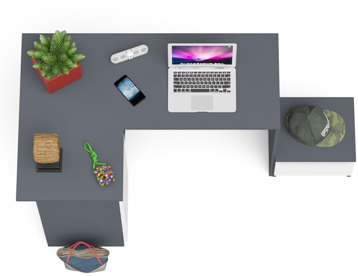 Мори компьютерный стол МС-16 левый + Тумба ТМП400.1, графит/белый