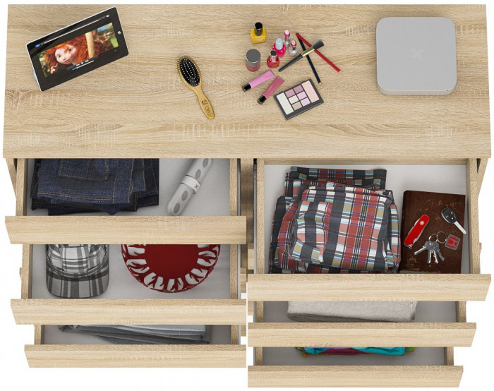 Мори Комод МК1200.10, цвет дуб сонома, ШхГхВ 120,4х41х115 см.