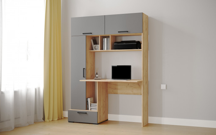 Стол компьютерный Квартет-11 (1850*1316*600) дуб крафт золотой/графит серый