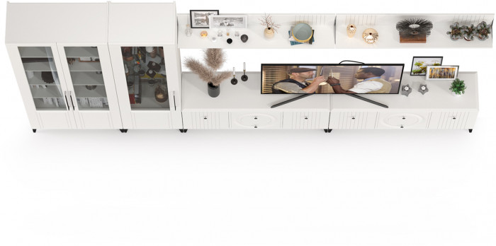 Валенсия Гостиная № 086, ЛДСП белый шагрень/МДФ белый шагрень