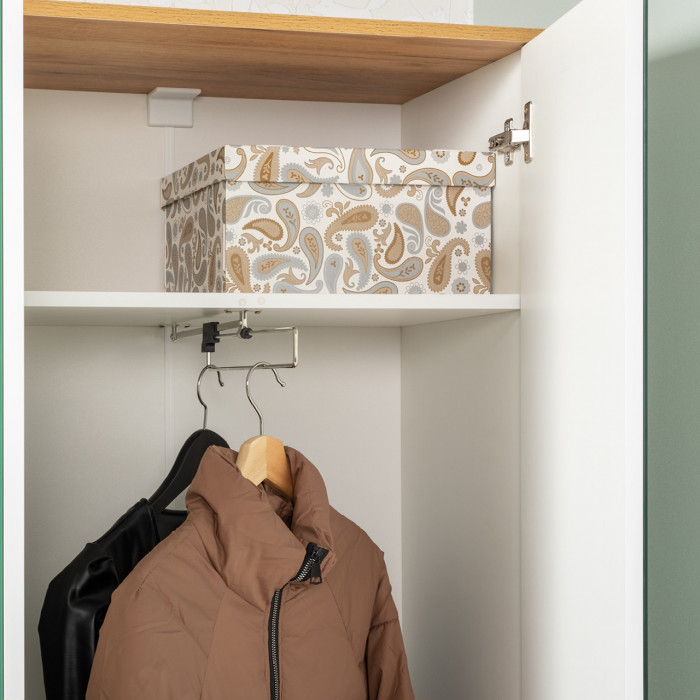 Октава Прихожая 33, белый шагрень/дуб крафт золотой/фасады МДФ белый шагрень