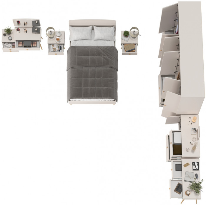 Афина Спальня 41-1200, цвет кашемир серый, сп.м. 1200х2000 мм., б/м, основание есть - фанера