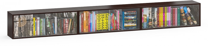 Три полки книжных С-МД-КН01, цвет венге, ШхГхВ размер каждой полки в отдельности: 83х25х30 см., стеклянные дверцы