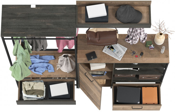 Трувор Прихожая 217, цвет дуб гранж песочный/интра, ШхГхВ 189х36,9х194,2 см., универсальная сборка