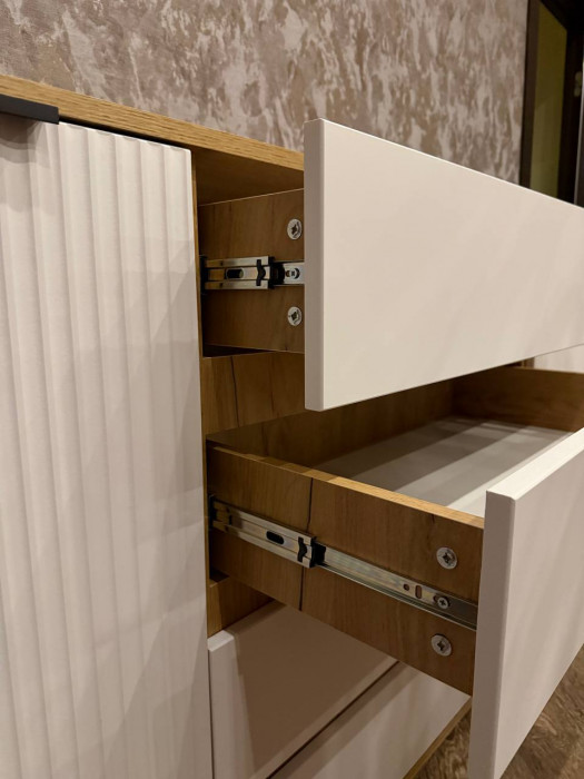 Марвэл Комод 2 двери 4 ящика (1600), Белый/Браш белый