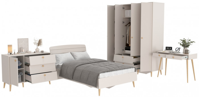 Афина Спальня 13-1200, цвет кашемир серый, сп.м. 1200х2000 мм., б/м, основание есть - фанера