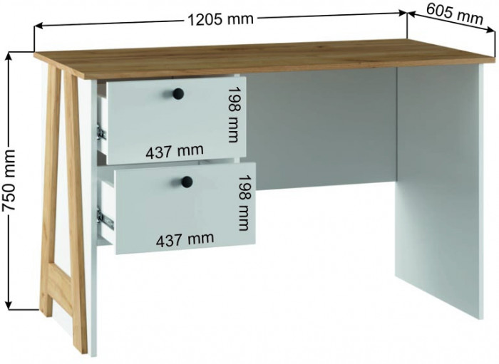 Стол письменный Теодора 2Я, Белый
