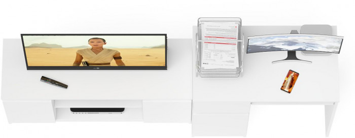 Мори компьютерный стол МС-1 левый + Тумба МТВ1200.1, белый