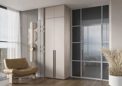 Норд Шкаф 2-х створчатый 800 с антресолью, Крафт серый/Кашемир