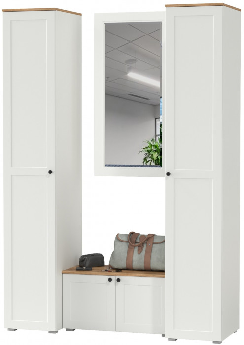 Остин Прихожая 36, белый шагрень/дуб крафт золотой