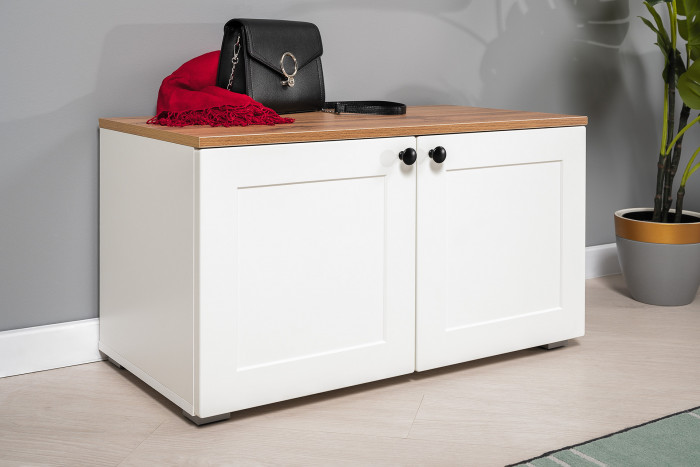 Остин Прихожая 36, белый шагрень/дуб крафт золотой