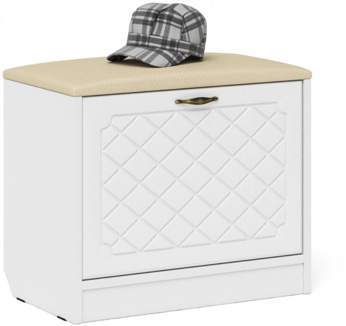 Прихожая П-6 Компоновка № 27, белая шагрень/фасады МДФ белое дерево фрезеровка ромб