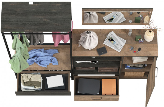 Трувор Прихожая 218, дуб гранж песочный/интра