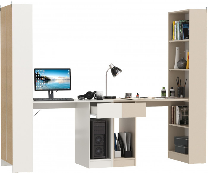 Два Стола письменных Лайт 10.01, белый гладкий/сатин