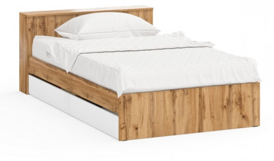 Ксения Кровать с ящиками 1200, дуб вотан/белый