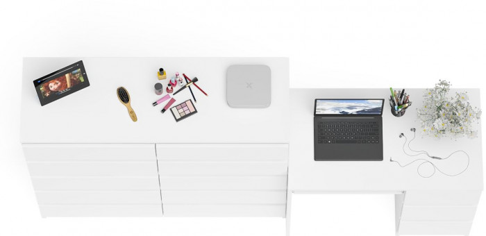 Мори компьютерный стол МС-6 правый + Комод МК1200.10, белый