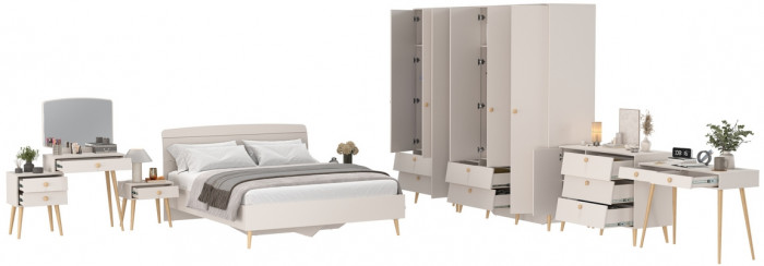 Афина Спальня 41-1600, цвет кашемир серый, сп.м. 1600х2000 мм., б/м, основание есть - фанера