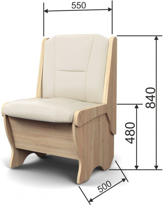 Скамья Лотос 550 дуб сонома/крем