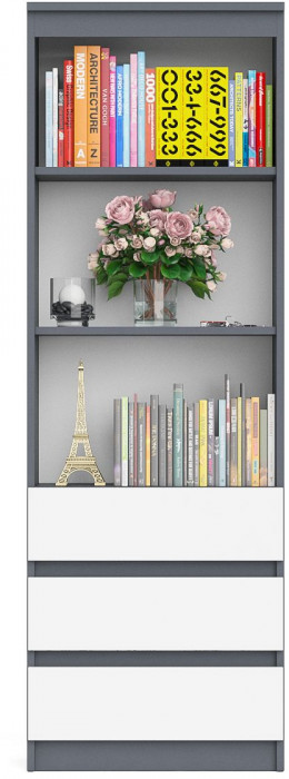 Мори Стеллаж МСТ600.3, цвет графит/белый, ШхГхВ 60,4х35,4х179,6 см.