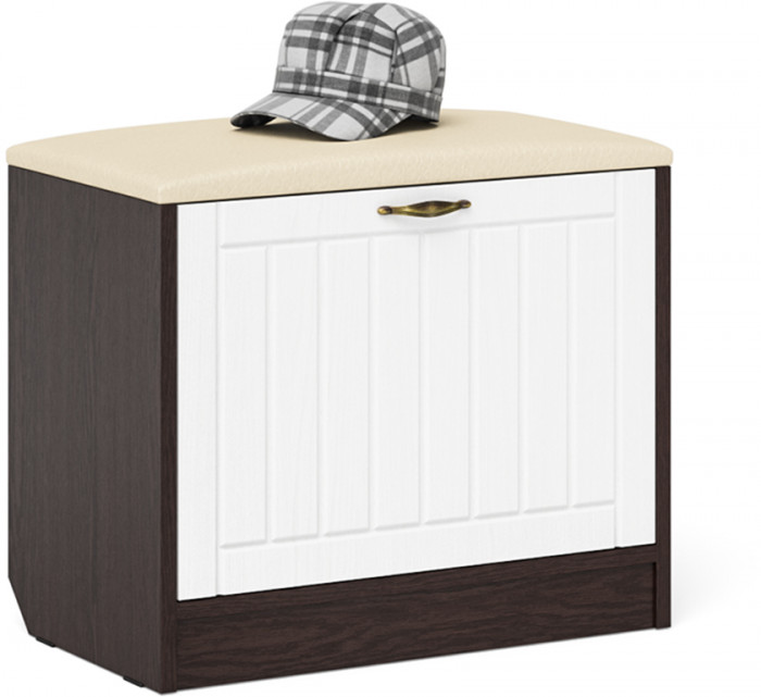 Прихожая П-6 Компоновка № 27, венге/фасады МДФ белое дерево фрезеровка прованс