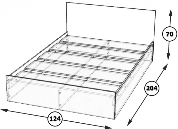 Стандарт Кровать 1200, дуб сонома