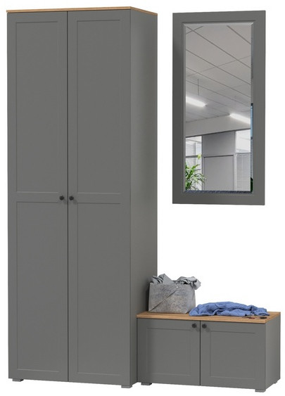 Остин Прихожая 18, цвет серый графит/дуб крафт золотой, ШхГхВ 160х54,3х229,6 см., универсальная сборка