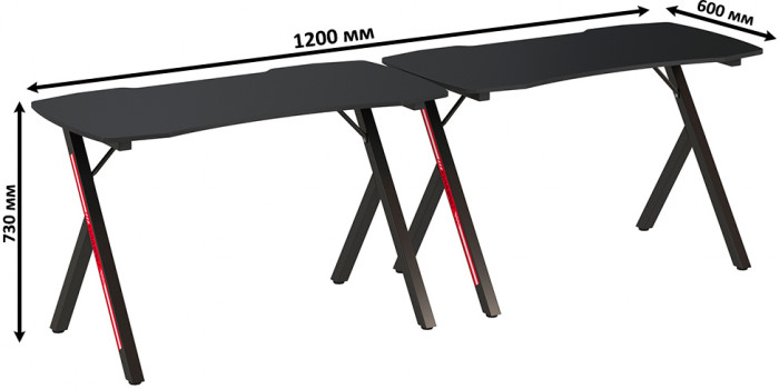 Два игровых стола Мебель--24 GT-2310 + два кресла компьютерных 103 чёрных, чёрный